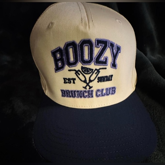 OTTO Cream and Navy Embroidered Hat - Picture 1 of 2